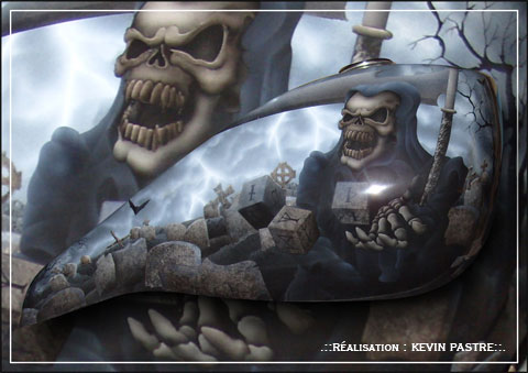.::GRIM-REAPER-TRIKE 01 - photo de 2011 - a&eacute;rographe peinture custom - sur trike REWACO::.