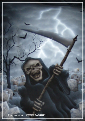 .::GRIM-REAPER-TRIKE 01 - fevrier, mars, avril 2010 - a&eacute;rographe peinture custom - sur trike REWACO::.