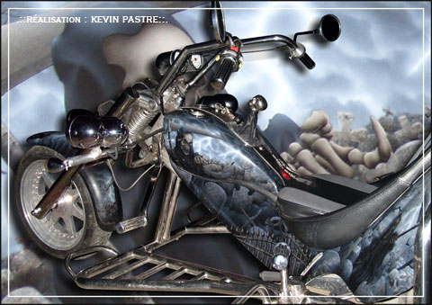 .::GRIM-REAPER-TRIKE 01 - photo de 2011 - a&eacute;rographe peinture custom - sur trike REWACO::.