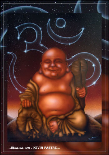 .::BOUDHA - ao&ucirc;t 2008 - a&eacute;rographe peinture acrylique sur MDF - 60x80 cm::.