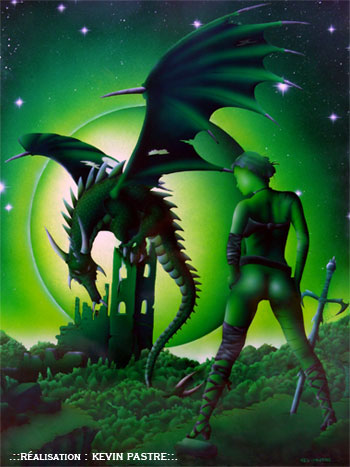 .::D&Eacute;FIER LE DRAGON : septembre 2008 - a&eacute;rographe acrylique sur bois - 60x80 cm::.