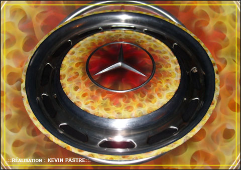 .::MERCO-FROM-HELL - mai 2009 - a&eacute;rographe peinture custom - test true fire - sur enjoliveur Mercedes::.