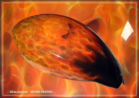 .::REALISTIC-FIRE-SKULL 01 - Stunt-Moto - octobre, novembre 2009 - a&eacute;rographe peinture custom - night-rod Harley Davidson::.