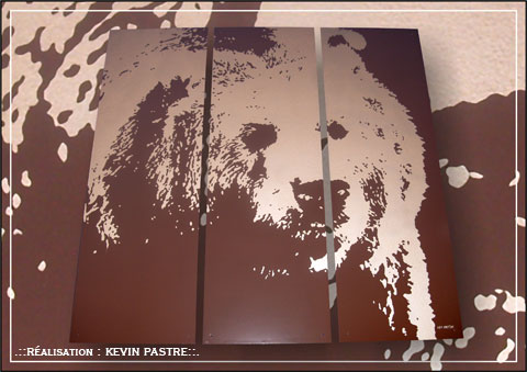 .::Ours - novembre 2008 - peinture “&agrave; la bombe” sur MDF - triptyque 40 x120::.